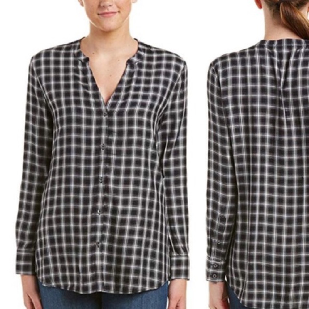 Joie Soft Plaid Button-Down in Black